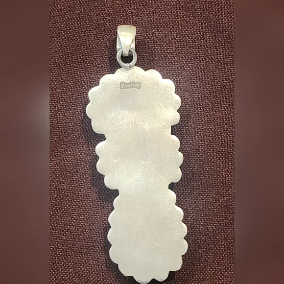 Artisan Sterling Silver Pendant with Turquoise and Pink Accents Cotton Candy - Picture 6 of 7